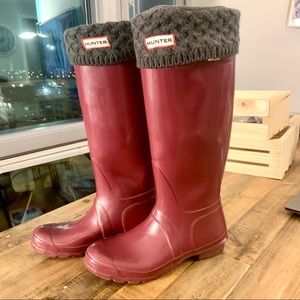 Hunter Original Tall Rain Boots in Gloss Burgundy